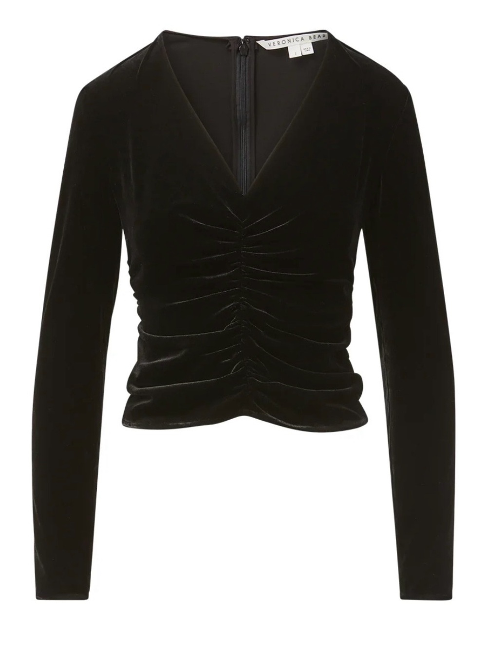 VERONICA BEARD BLACK VELVET RUFFLE TOP SIZE 6